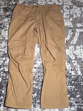 Walls Outdoor Goods Mens 38x30 Work Pants Brown Duck Canvas Stretch Knee Panels